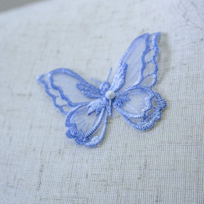 PandD 10PCS Double Layers Butterfly Patches Butterfly Lace Applique Organza Embroidery Sewing for Craft Projects (Pale Blue) - Image 5